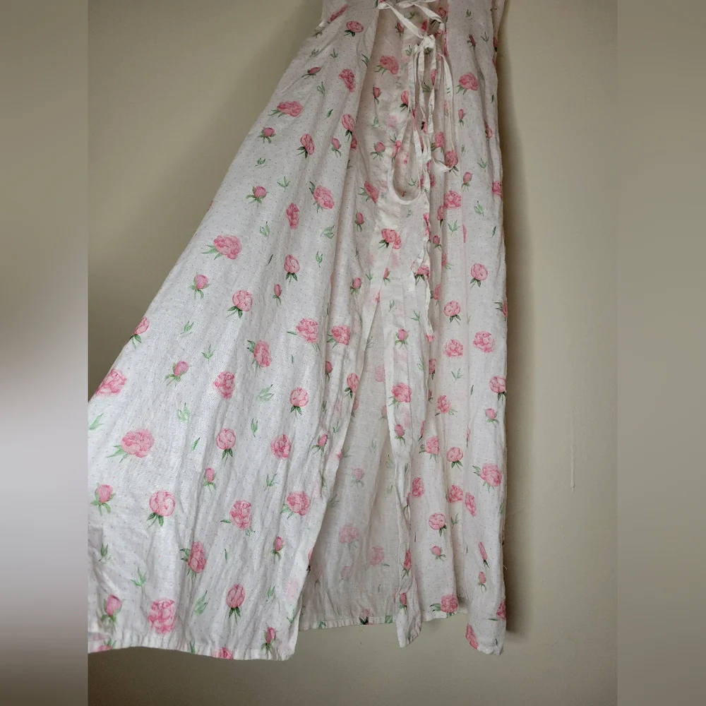 Sleeper Marquise 100% linen dress in roses, sz xs - Picture 8 of 13